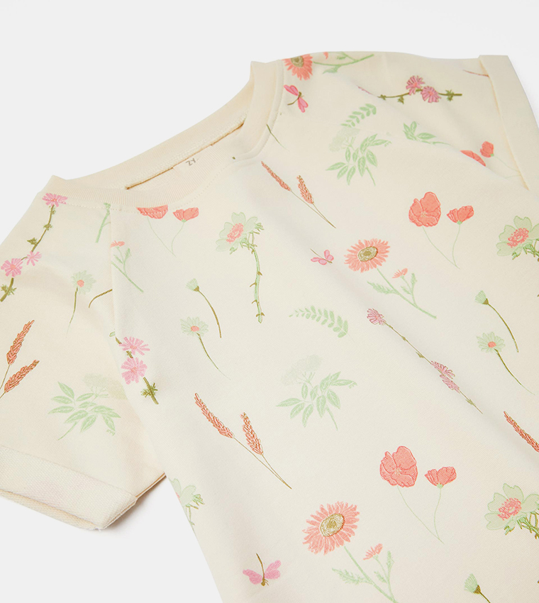 Floral Printed Short Sleeves Dress