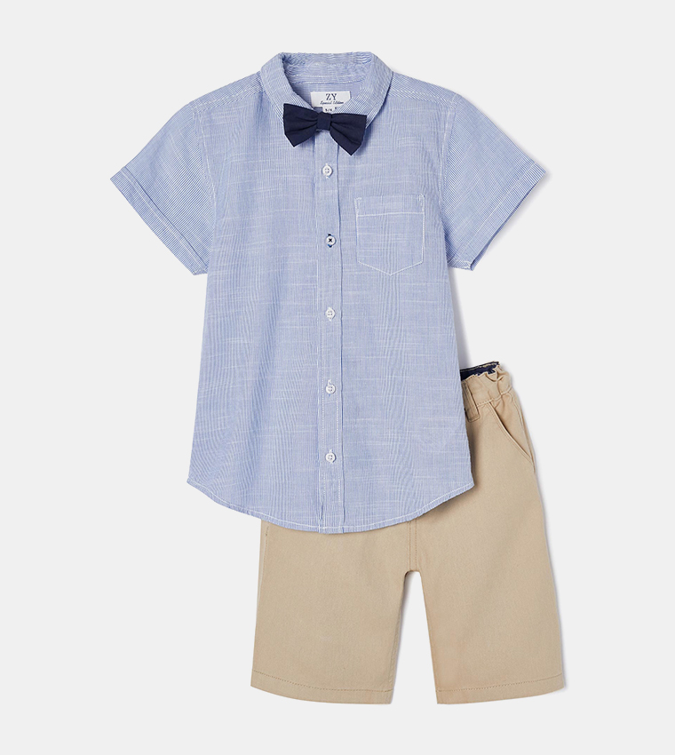 Boys Striped Clothing Set with Bow