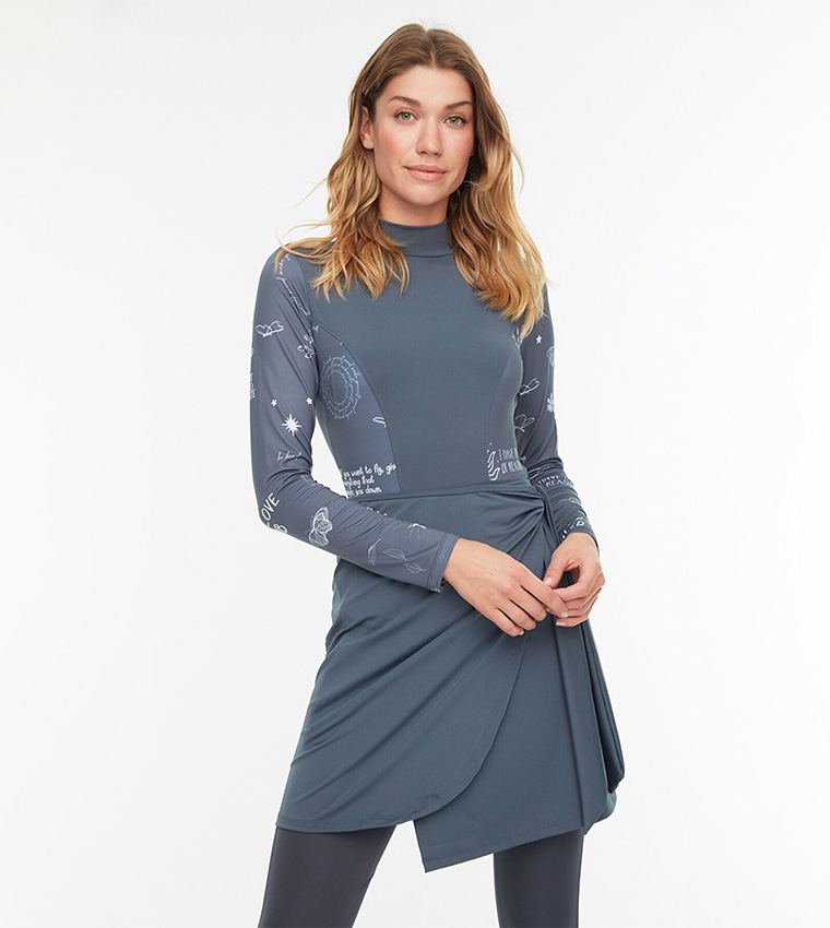 One Piece Hijab Swimsuit Pareo