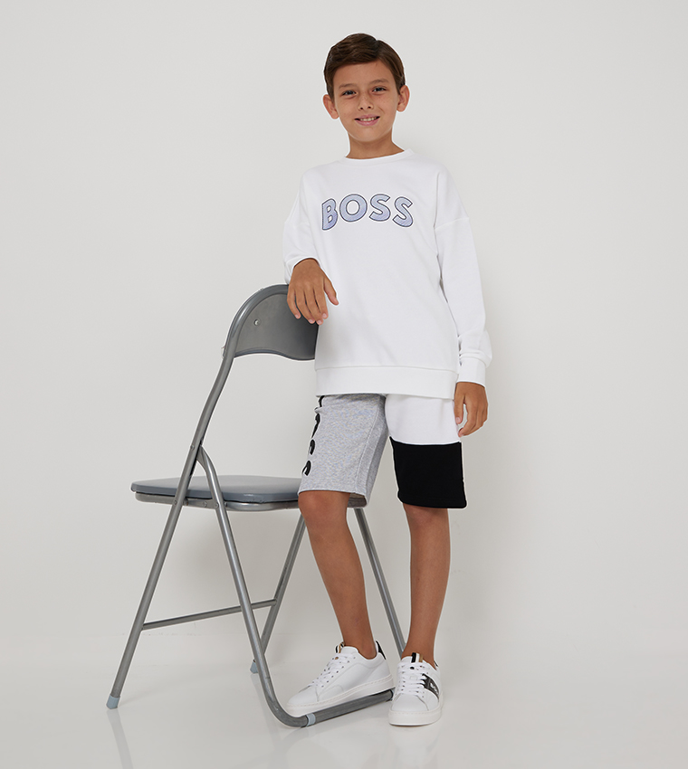 Buy Boss Logo Printed Long Sleeves Sweatshirt In White 6thStreet Bahrain