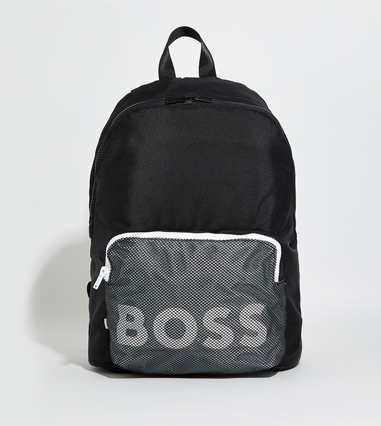 Logo Printed Zippered Backpack