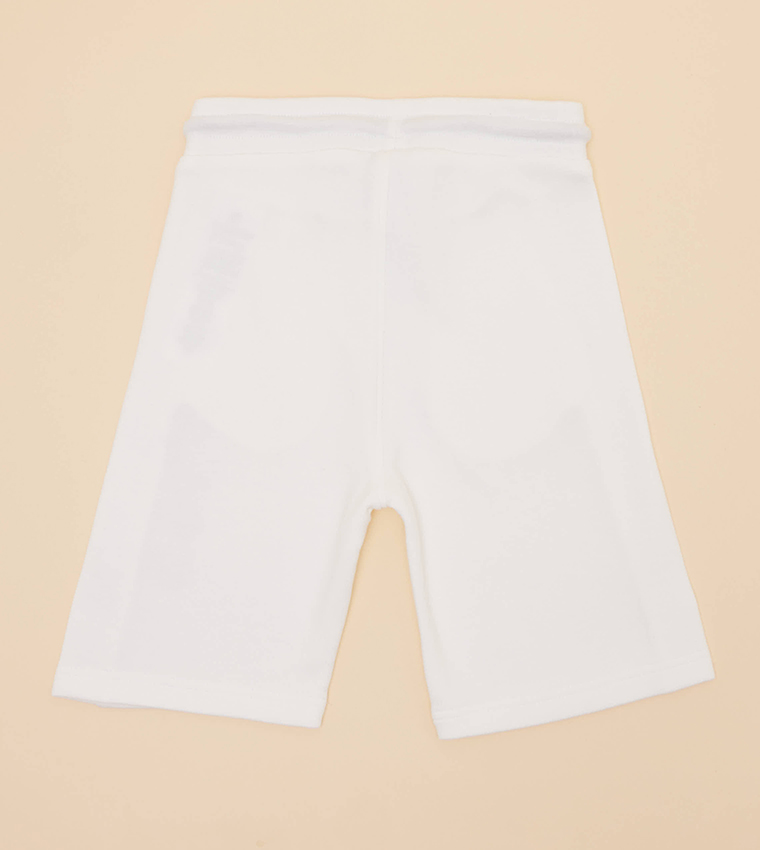 Logo Printed Drawstring Waist Shorts