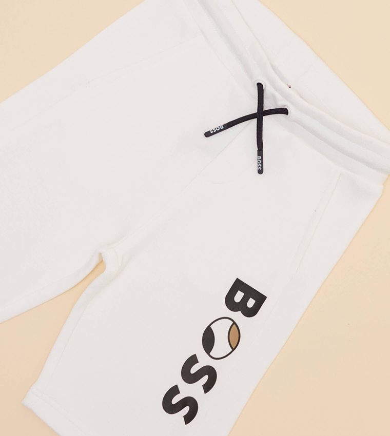 Logo Printed Drawstring Waist Shorts