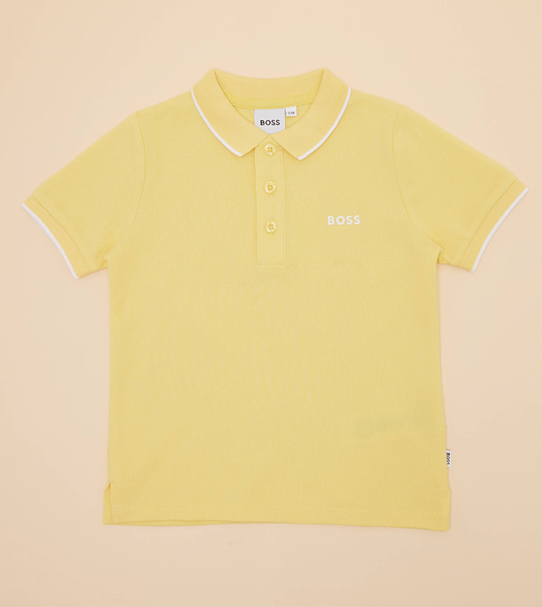 Buy Boss Logo Printed Short Sleeves Polo T Shirt In Yellow 6thStreet Bahrain