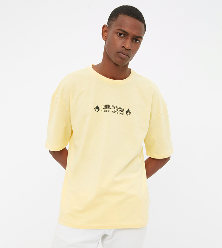 Buy Trendyol Basic Printed T Shirt In Yellow