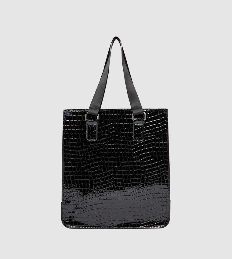 Buy Vero Moda Croc Textured Tote Bag In Black 6thStreet UAE