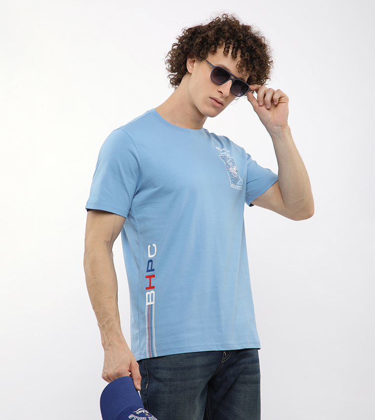 Long Printed Crew Neck T-Shirt