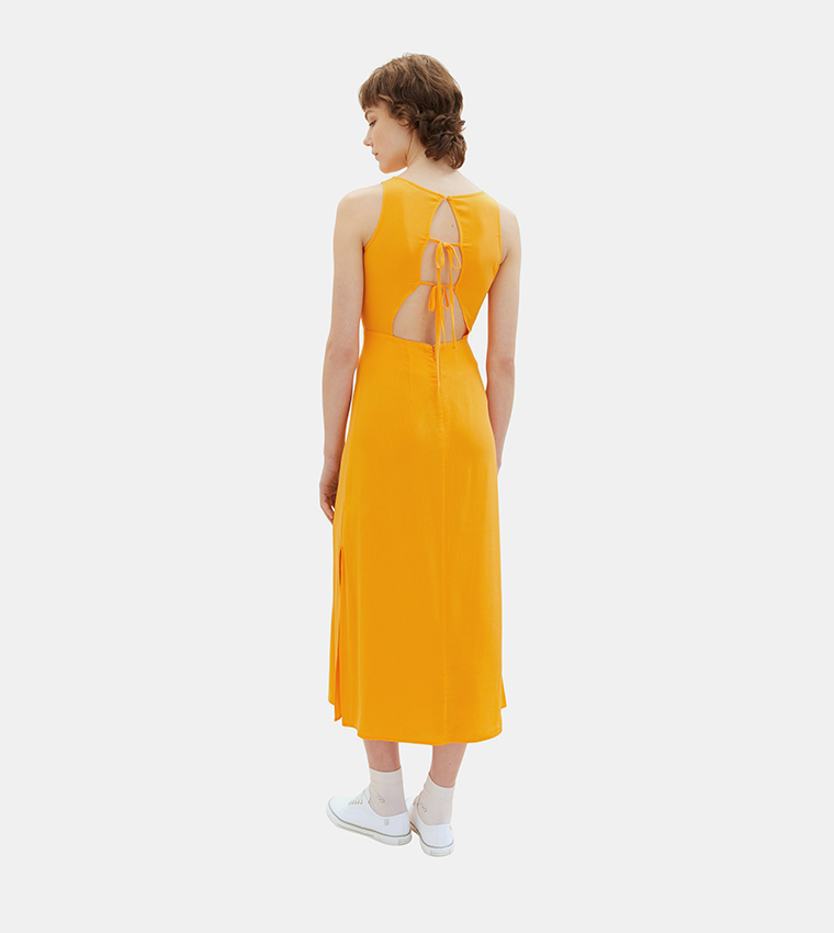 Tie-Back Sleeveless Midi Dress