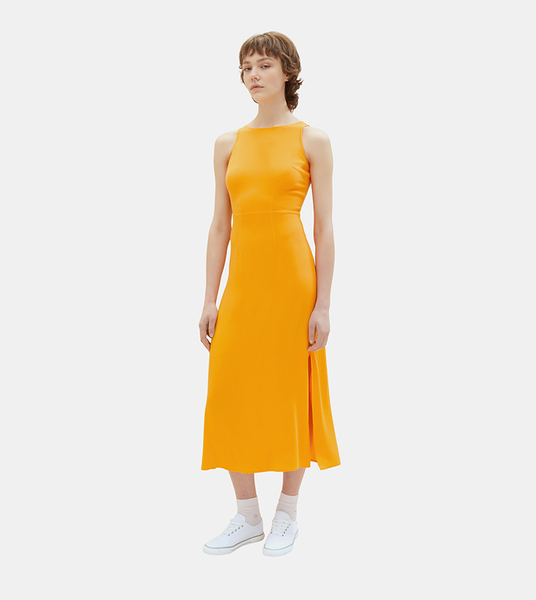 Tie-Back Sleeveless Midi Dress