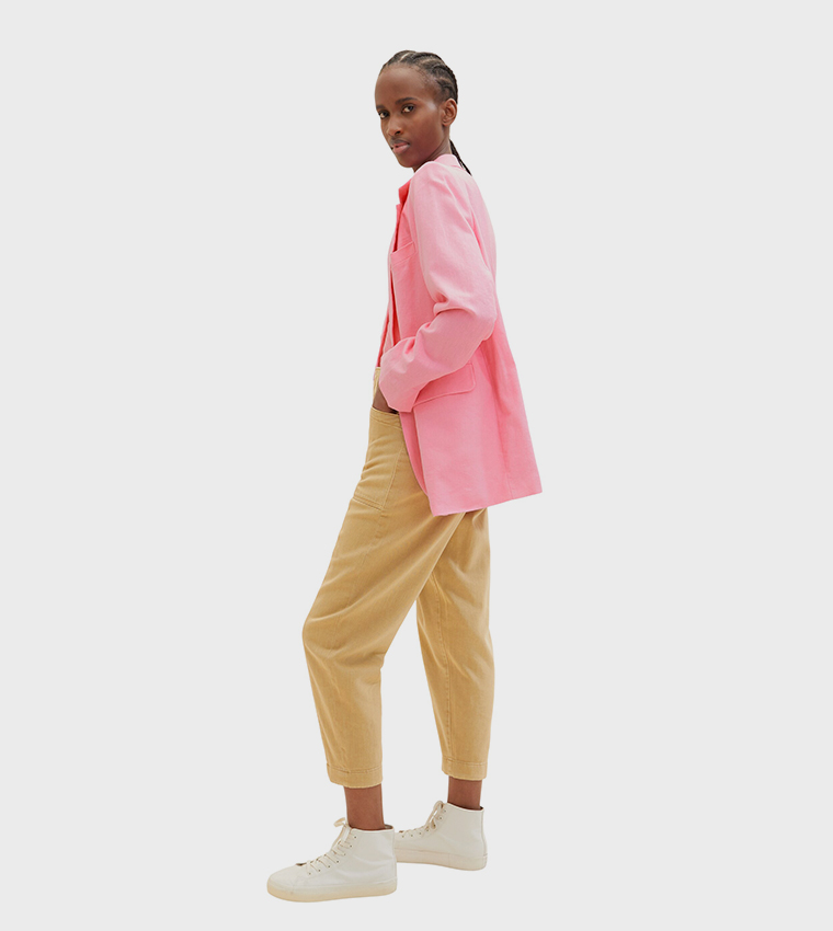 Solid Long Sleeves Linen Blazer