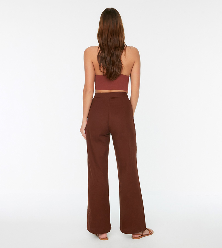 Buy Trendyol High Rise Wide Leg Pants 