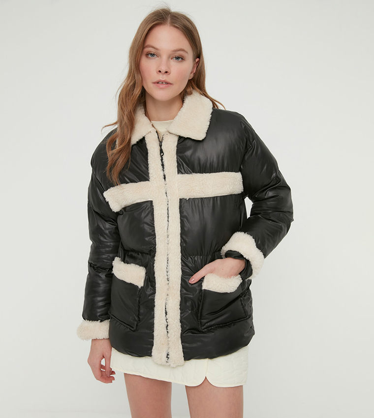 Buy Trendyol Oversize Quilted Inflatable Jacket In Black