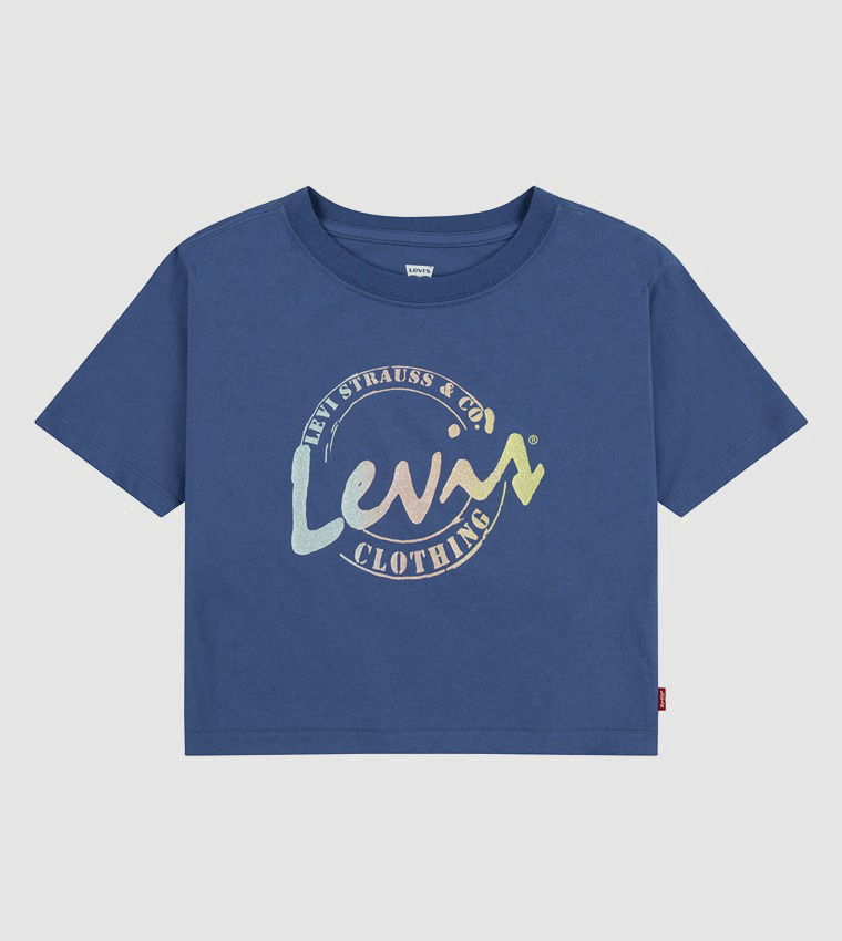 Buy Levi s Kids Meet And Greet Script Printed Crop T Shirt In Blue 6thStreet Bahrain