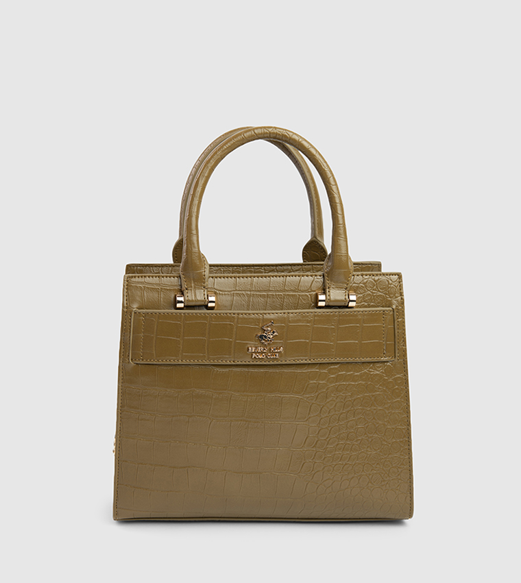 Textured Zip-Closure Satchel Bag