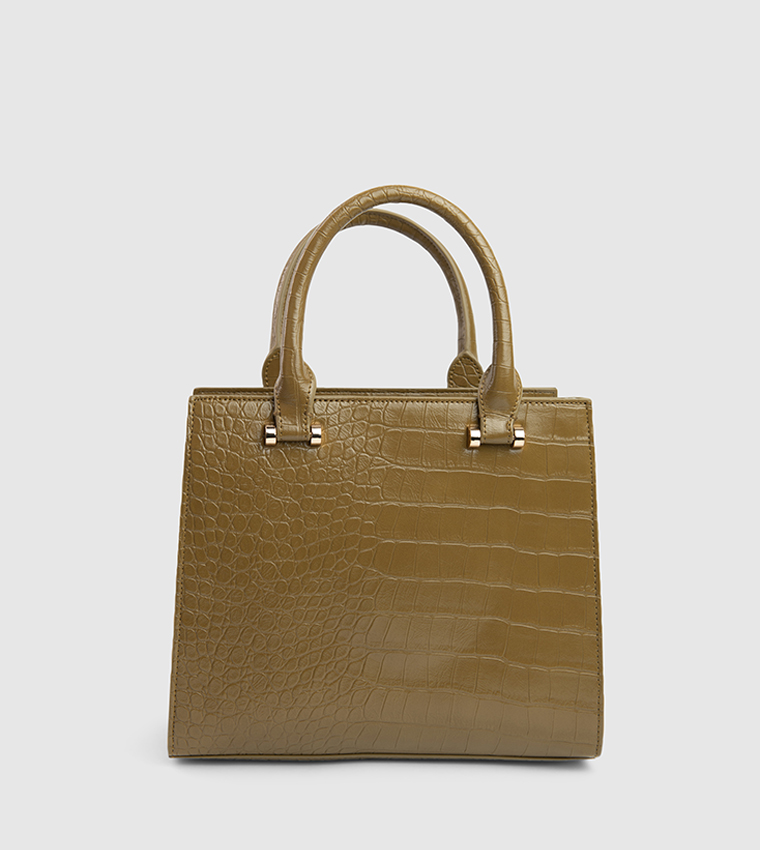 Textured Zip-Closure Satchel Bag