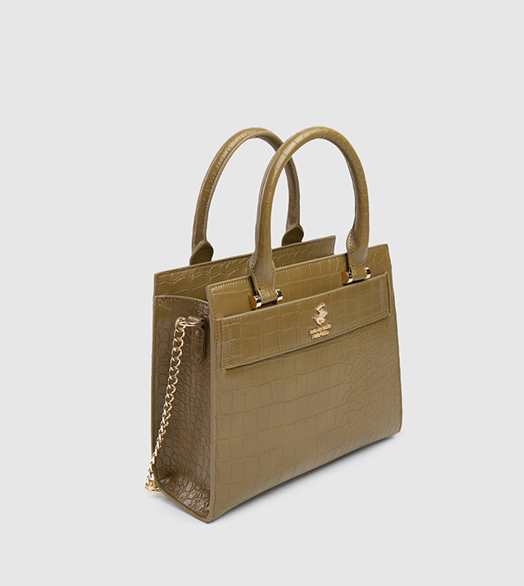 Textured Zip-Closure Satchel Bag