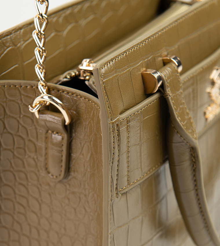Textured Zip-Closure Satchel Bag