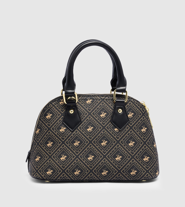 Logo Patterned Satchel Bag