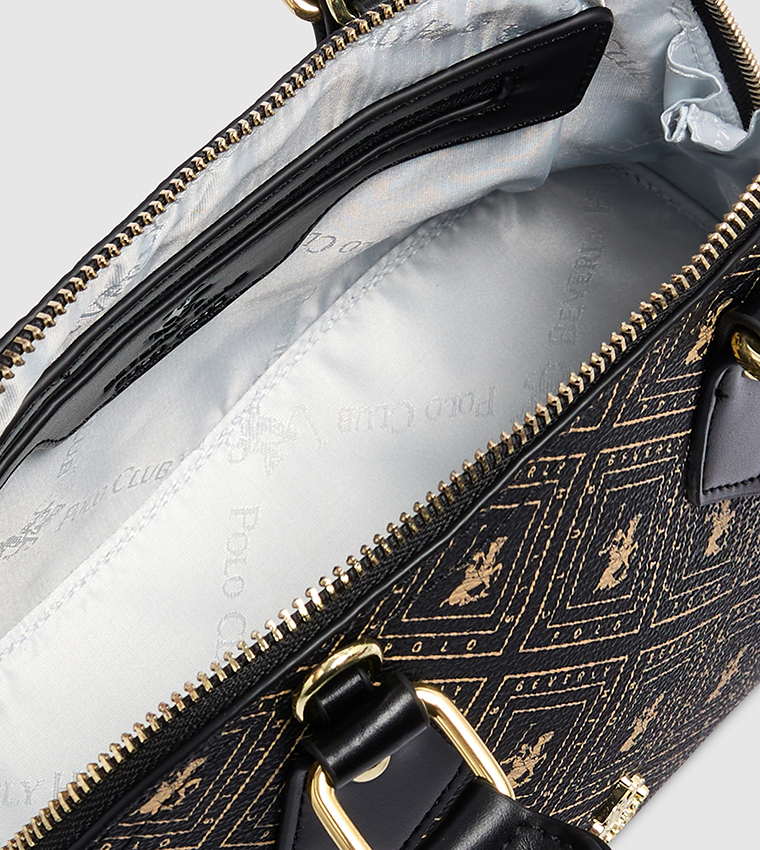 Logo Patterned Satchel Bag