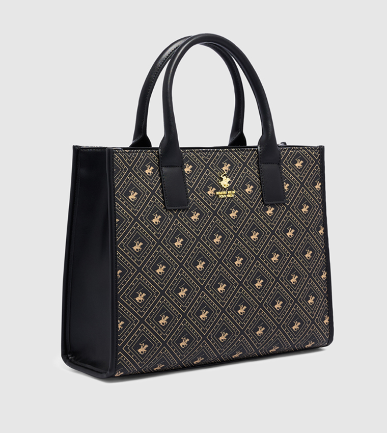 حقيبة توت منقوشة بشعار العلامة التجارية  