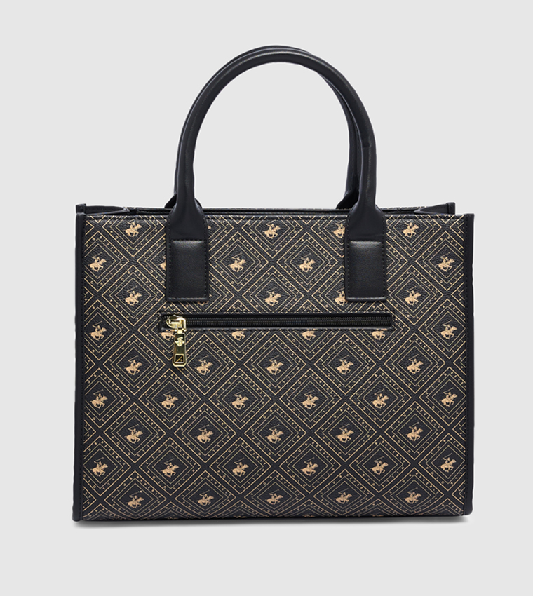 حقيبة توت منقوشة بشعار العلامة التجارية  