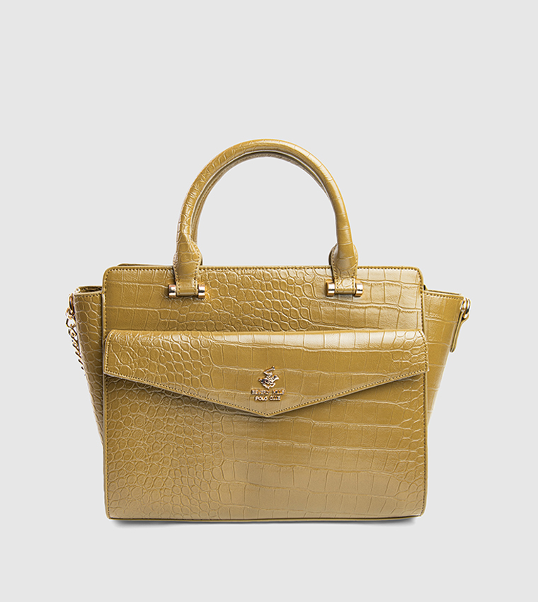Textured Zip-Closure Satchel Bag