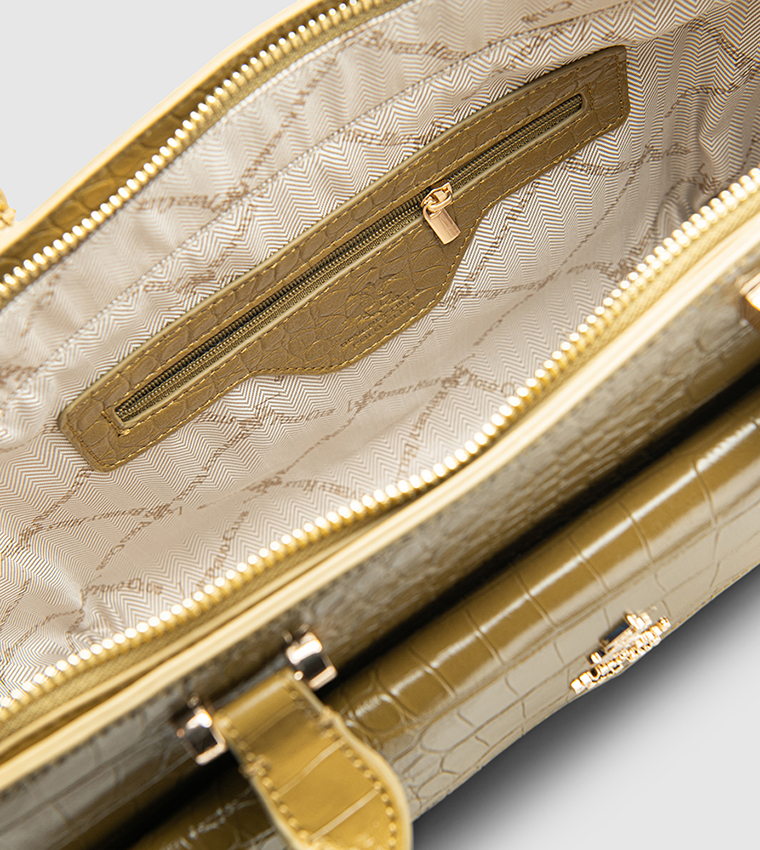 Textured Zip-Closure Satchel Bag