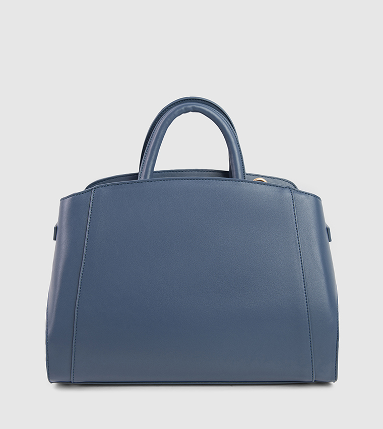 Textured Zip-Closure Satchel Bag