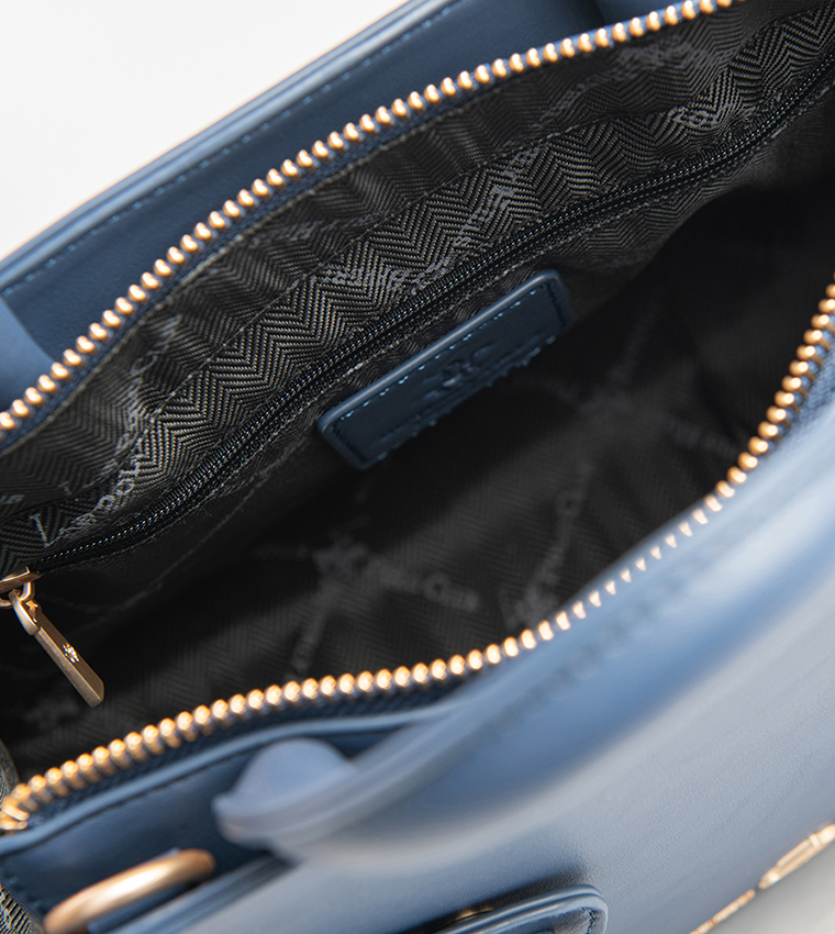 Textured Zip-Closure Satchel Bag