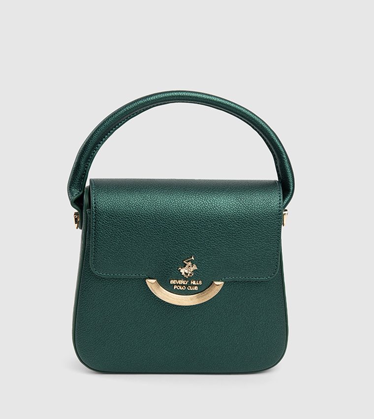 Textured Flap Top Handle Bag