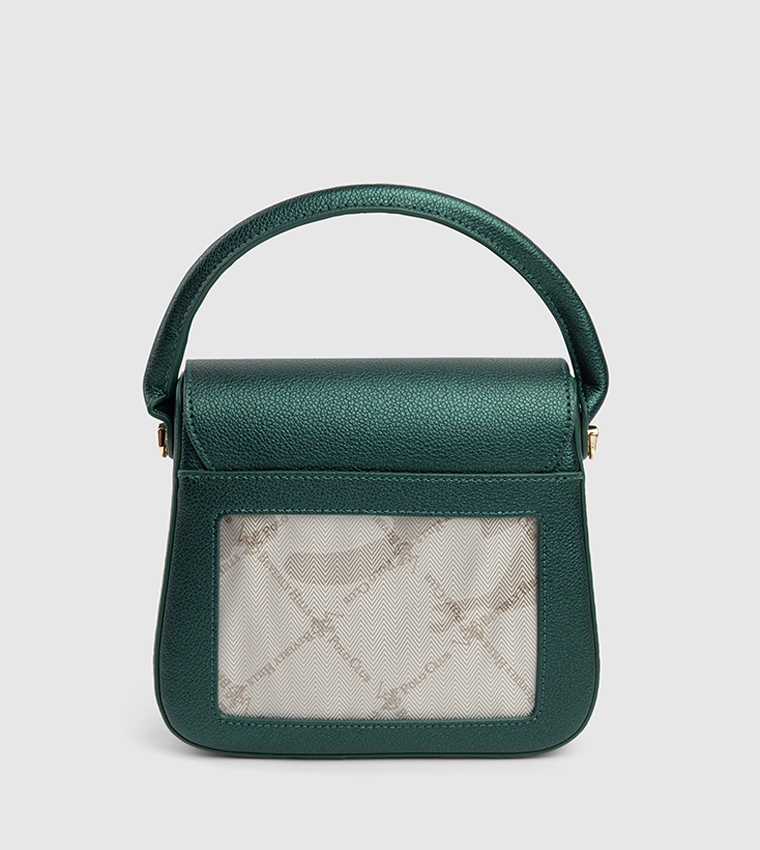 Textured Flap Top Handle Bag
