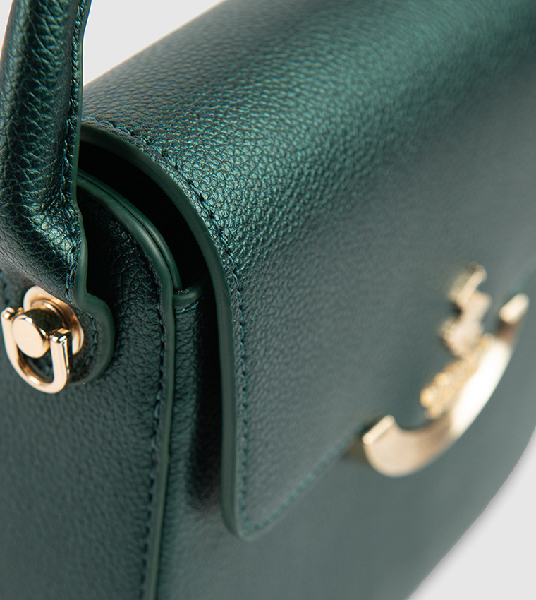 Textured Flap Top Handle Bag