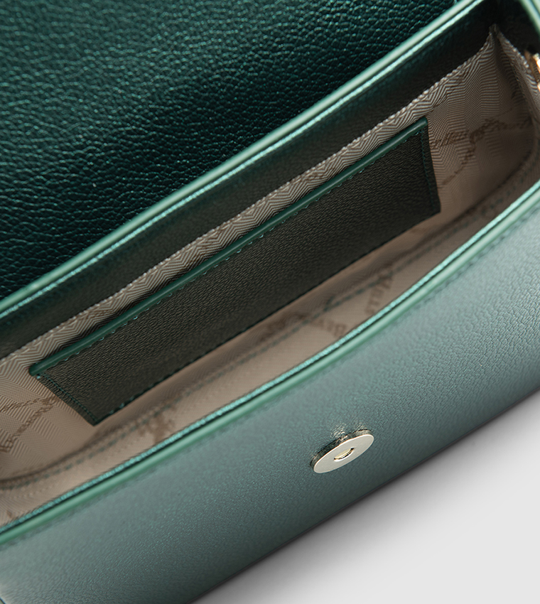 Textured Flap Top Handle Bag