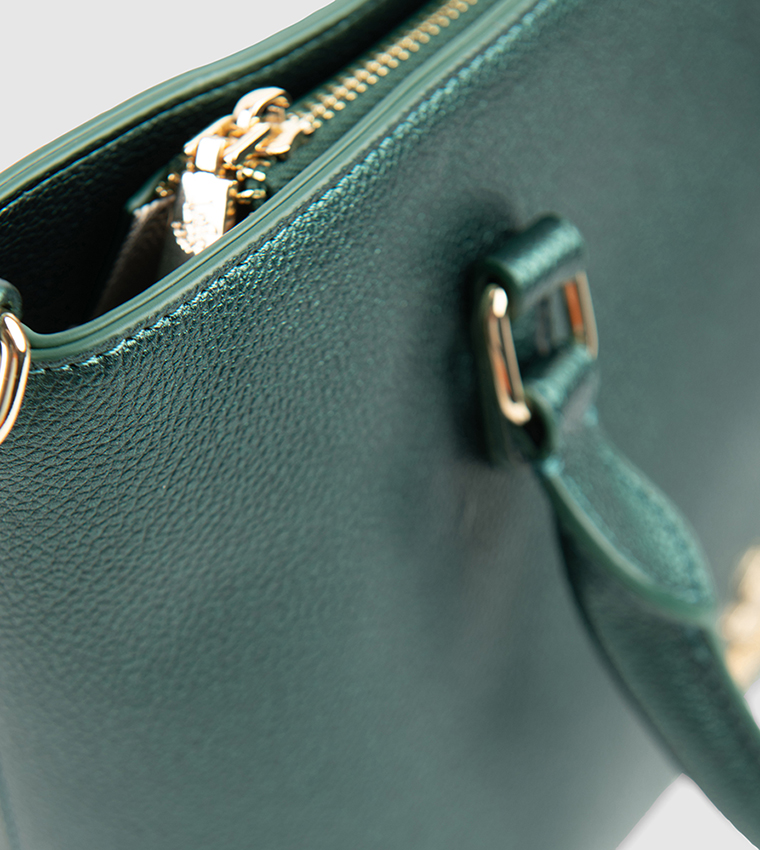Textured Zip-Closure Tote Bag