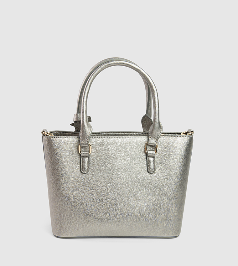 Textured Zip-Closure Tote Bag