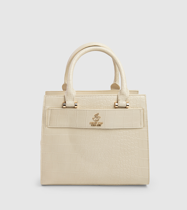 Textured Zip-Closure Satchel Bag