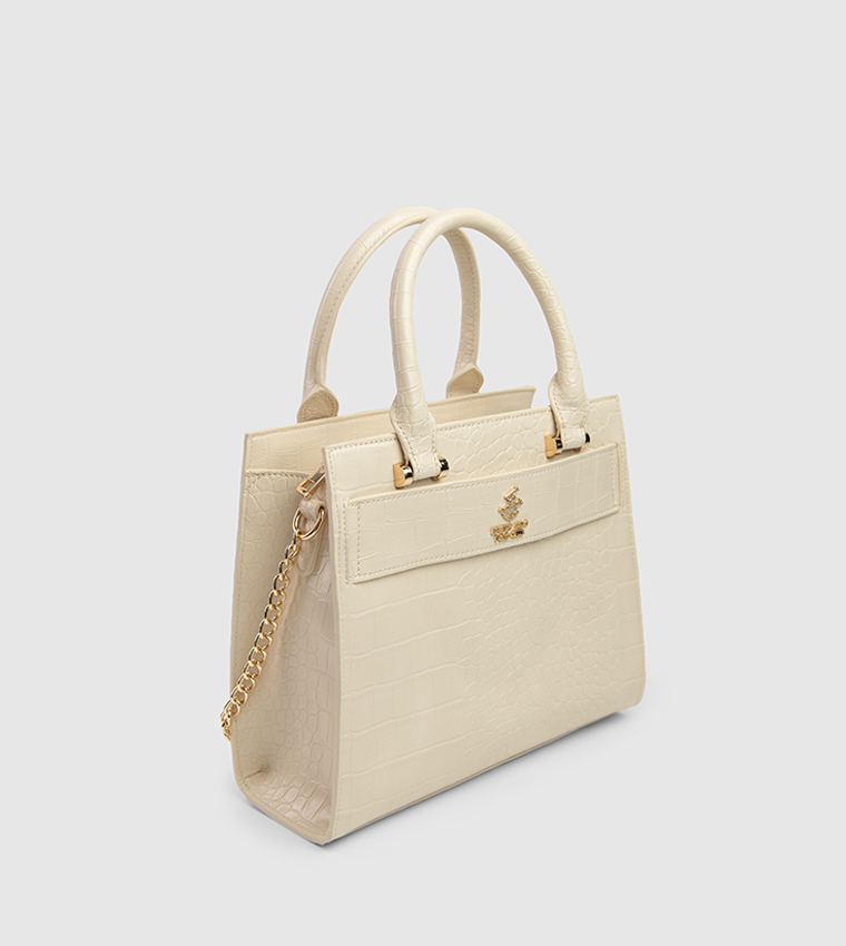 Textured Zip-Closure Satchel Bag
