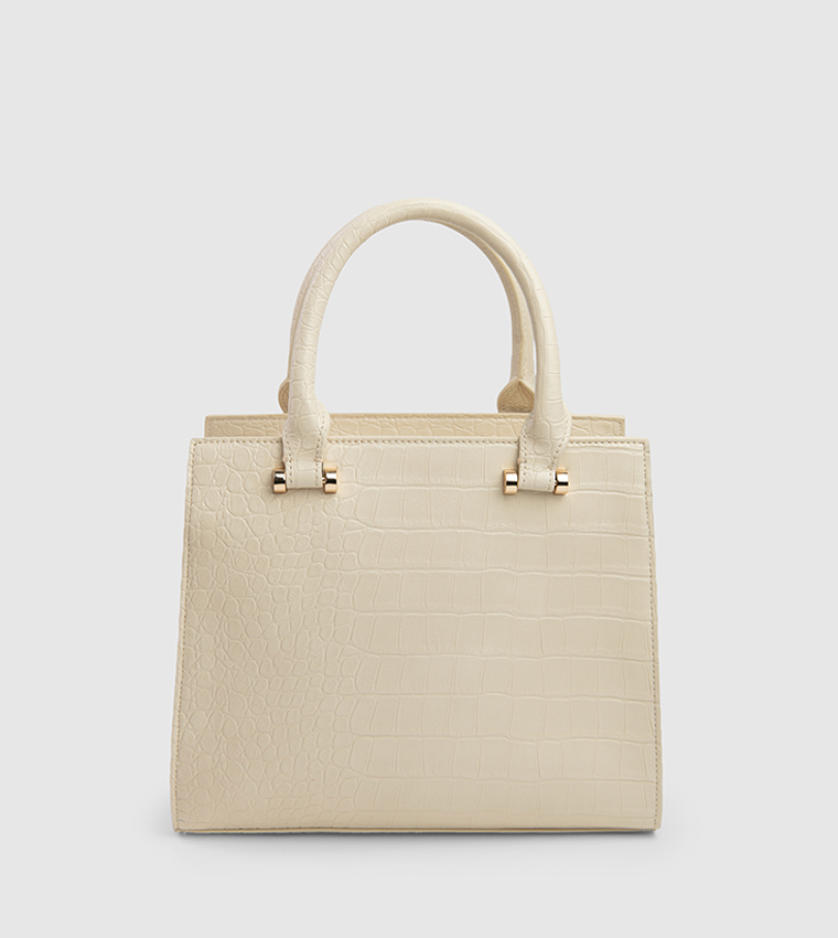 Textured Zip-Closure Satchel Bag