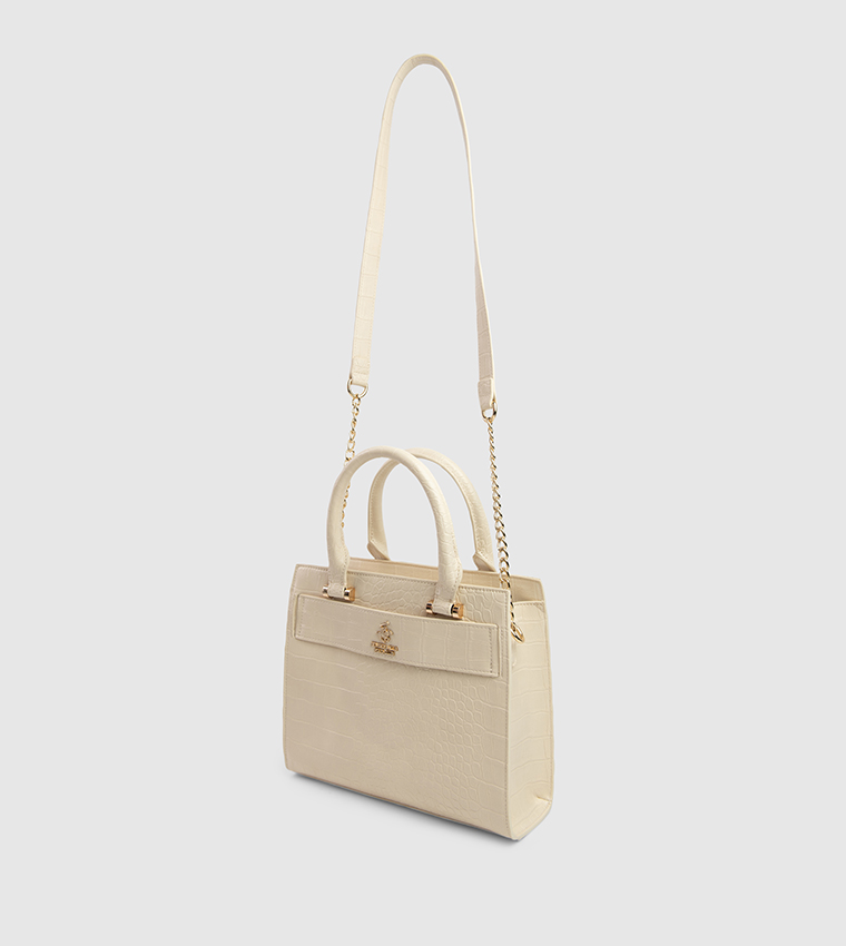 Textured Zip-Closure Satchel Bag
