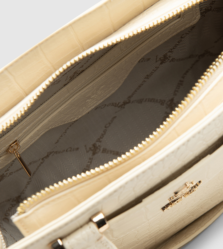Textured Zip-Closure Satchel Bag