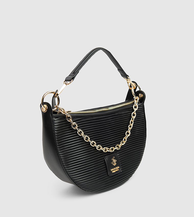 Textured Chain-Link Shoulder Bag