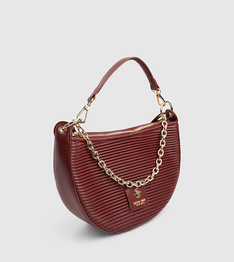 Textured Chain-Link Shoulder Bag