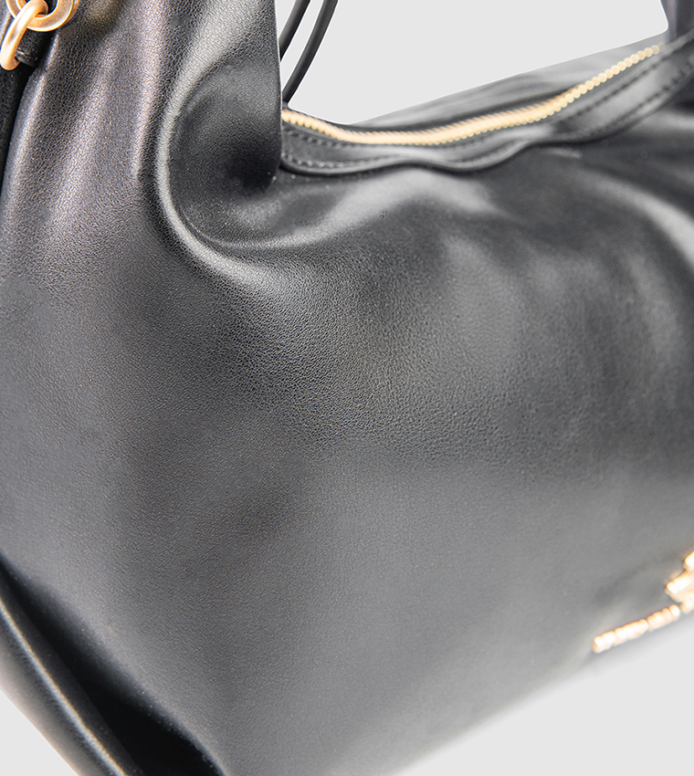 Textured Zip-Closure Hobo Bag