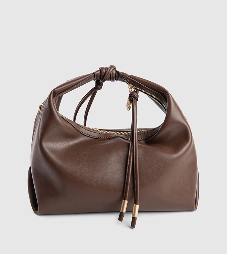 Textured Zip-Closure Hobo Bag