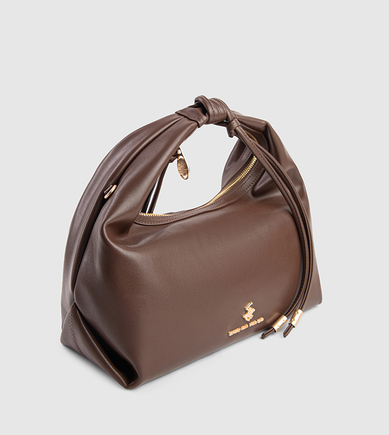 Textured Zip-Closure Hobo Bag