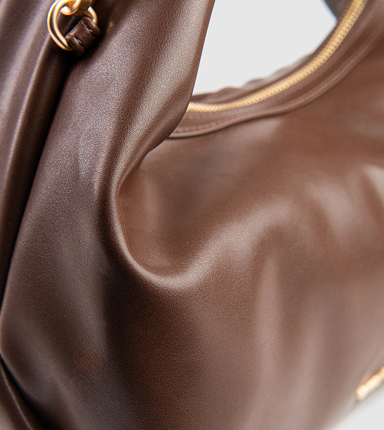 Textured Zip-Closure Hobo Bag