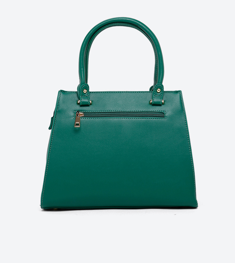 Ladies Handbag With 2 Handles + Detachable Shoulder Strap-Ksa Green