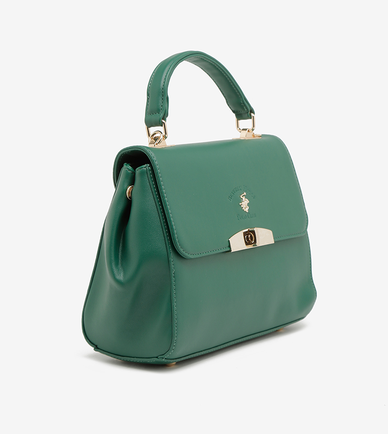 Ladies Handbag With 1 Handle + Detachable Shoulder Strap-Ksa Green