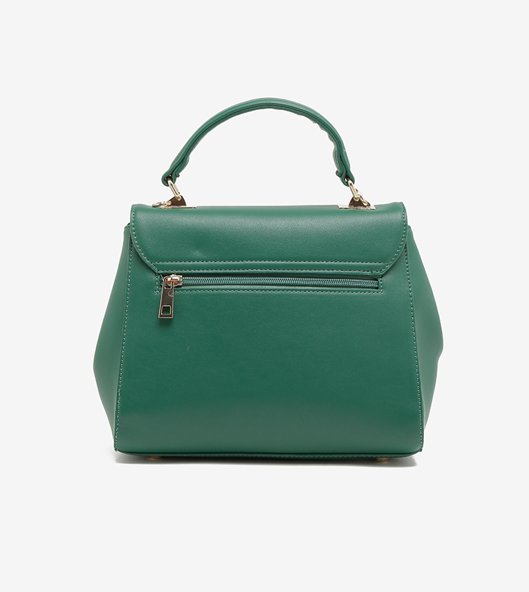 Ladies Handbag With 1 Handle + Detachable Shoulder Strap-Ksa Green