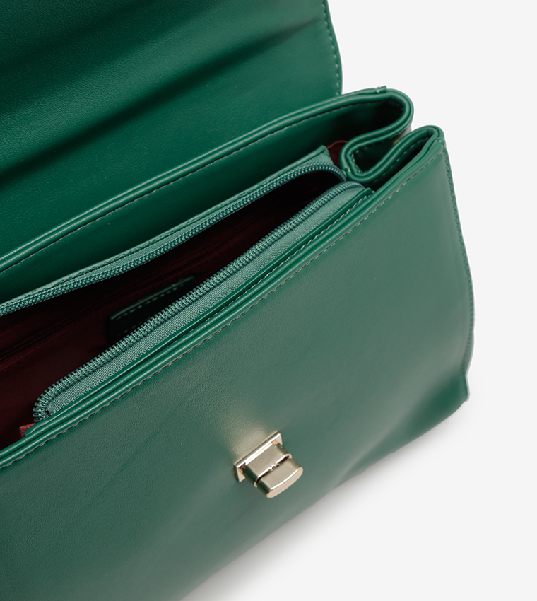 Ladies Handbag With 1 Handle + Detachable Shoulder Strap-Ksa Green